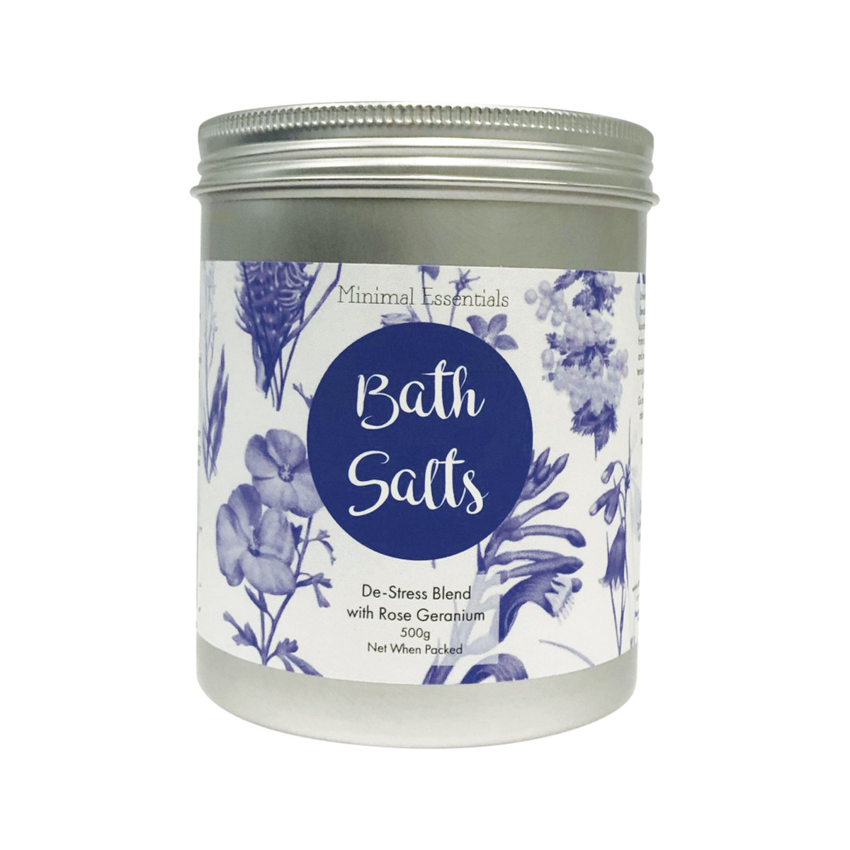 Essential Salt Minimal Essentials Bath Salts De-Stress Blend with Rose Geranium 500g ...